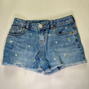 Cat & Jack Girl's‎ Floral Embroidered Denim Jean Shorts Size Small (6/7) Stretch